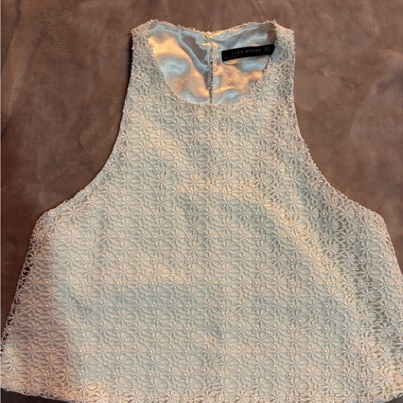 Zara Cream Textured Crop Tank Top(0035) - Picture 1 of 5